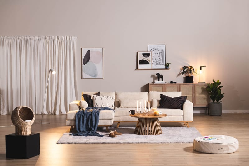 Copenhagen 4-istuttava Vasenkätinen L-muotoinen Divaanisohva Manchester-kankaalla - Beige - Huonekalut - Sohva - Divaanisohva - 4 istuttava sohva divaanilla
