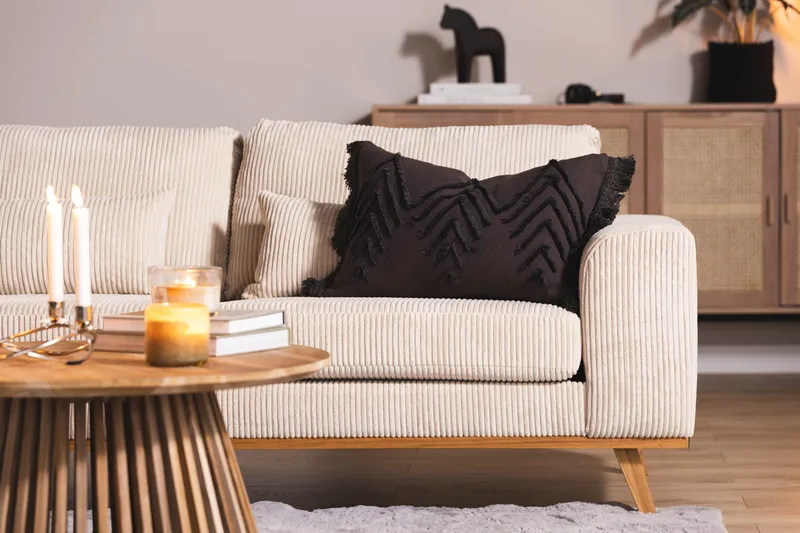 Copenhagen 4-istuttava Vasenkätinen L-muotoinen Divaanisohva Manchester-kankaalla - Beige - Huonekalut - Sohva - Divaanisohva - 4 istuttava sohva divaanilla