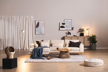 Copenhagen 4-istuttava Vasenkätinen L-muotoinen Divaanisohva Manchester-kankaalla - Beige - Huonekalut - Sohva - Divaanisohva - 4 istuttava sohva divaanilla