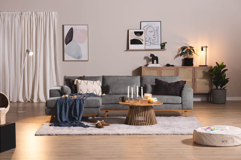 Copenhagen 4-istuttava Vasenkätinen L-muotoinen Divaanisohva Manchester-kankaalla - Tummanharmaa - Huonekalut - Sohva - Divaanisohva - 4 istuttava sohva divaanilla