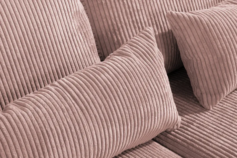 Copenhagen 4-istuttava Vasenkätinen L-muotoinen Divaanisohva Manchester-kankaalla - Vaaleanpunainen - Huonekalut - Sohva - Divaanisohva - 4 istuttava sohva divaanilla