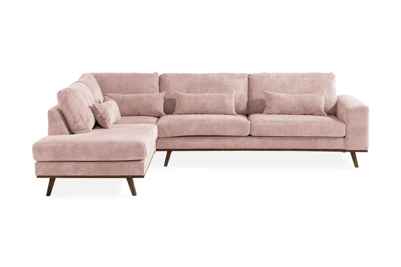 Copenhagen 4-istuttava Vasenkätinen L-muotoinen Divaanisohva Manchester-kankaalla - Vaaleanpunainen - Huonekalut - Sohva - Divaanisohva - 4 istuttava sohva divaanilla