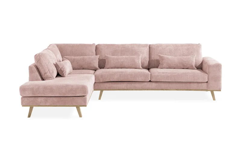 Copenhagen 4-istuttava Vasenkätinen L-muotoinen Divaanisohva Manchester-kankaalla - Vaaleanpunainen - Huonekalut - Sohva - Divaanisohva - 4 istuttava sohva divaanilla
