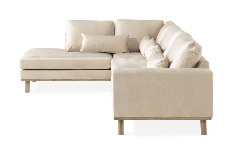 Copenhagen 4-istuttava Vasenkätinen L-muotoinen Divaanisohva Sametilla - Beige - Huonekalut - Sohva - Divaanisohva - 4 istuttava sohva divaanilla