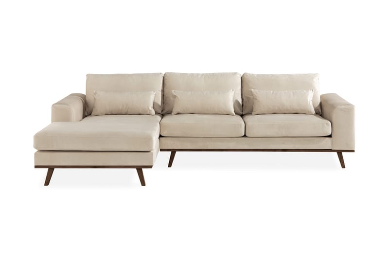 Copenhagen 4-istuttava Vasenkätinen L-muotoinen Divaanisohva Sametilla - Beige - Huonekalut - Sohva - Divaanisohva - 4 istuttava sohva divaanilla