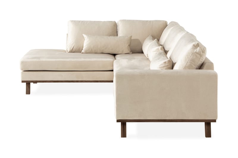 Copenhagen 4-istuttava Vasenkätinen L-muotoinen Divaanisohva Sametilla - Beige - Huonekalut - Sohva - Divaanisohva - 4 istuttava sohva divaanilla