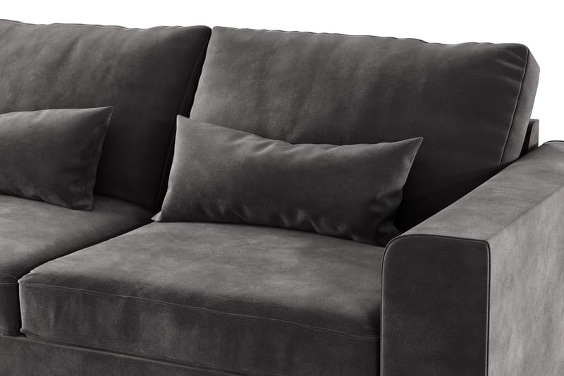 Copenhagen 4-istuttava Vasenkätinen L-muotoinen Divaanisohva Sametilla - Tummanharmaa - Huonekalut - Sohva - Divaanisohva - 4 istuttava sohva divaanilla