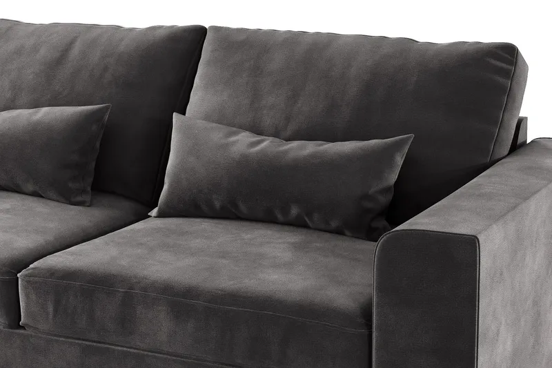 Copenhagen 4-istuttava Vasenkätinen L-muotoinen Divaanisohva Sametilla - Tummanharmaa - Huonekalut - Sohva - Divaanisohva - 4 istuttava sohva divaanilla