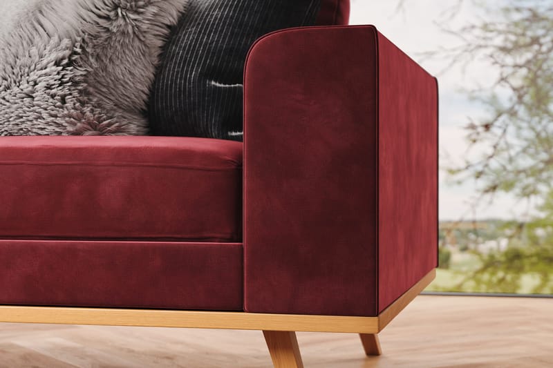 Copenhagen 4-istuttava Vasenkätinen L-muotoinen Divaanisohva Sametilla - Violetti - Huonekalut - Sohva - Divaanisohva - 4 istuttava sohva divaanilla