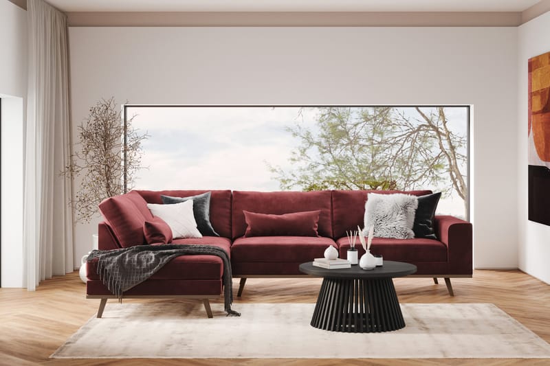 Copenhagen 4-istuttava Vasenkätinen L-muotoinen Divaanisohva Sametilla - Violetti - Huonekalut - Sohva - Divaanisohva - 4 istuttava sohva divaanilla