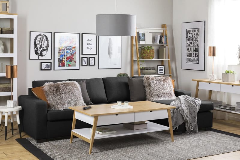 Crazy 4-istuttava Käännettävä L-muotoinen Divaanisohva Kankaalla - Antrasiitti - Huonekalut - Sohva - Divaanisohva - 4 istuttava sohva divaanilla