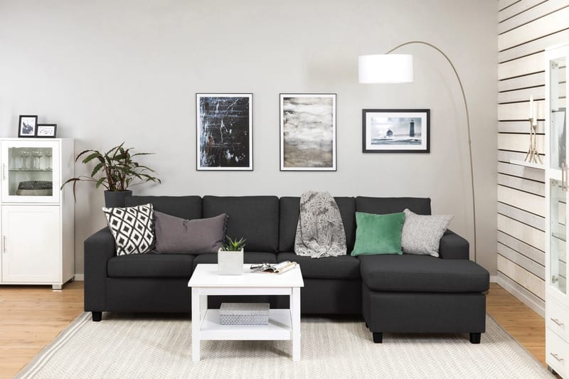 Crazy 4-istuttava Käännettävä L-muotoinen Divaanisohva Kankaalla - Antrasiitti - Huonekalut - Sohva - Divaanisohva - 4 istuttava sohva divaanilla