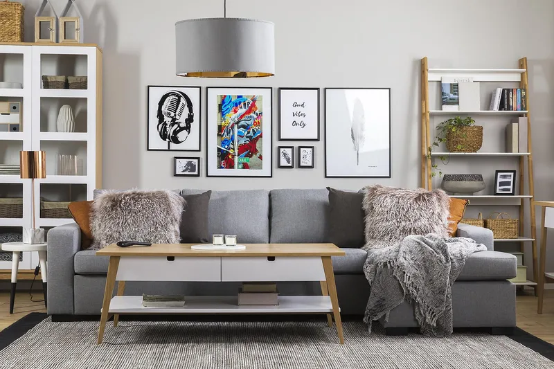 Crazy 4-istuttava Käännettävä L-muotoinen Divaanisohva Kankaalla - Harmaa - Huonekalut - Sohva - Divaanisohva - 4 istuttava sohva divaanilla