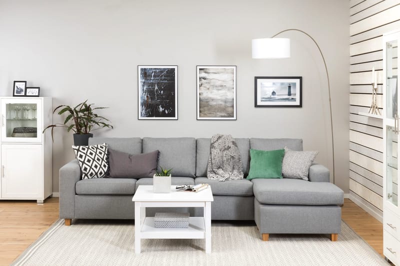 Crazy 4-istuttava Käännettävä L-muotoinen Divaanisohva Kankaalla - Harmaa - Huonekalut - Sohva - Divaanisohva - 4 istuttava sohva divaanilla