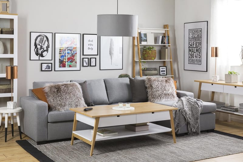 Crazy 4-istuttava Käännettävä L-muotoinen Divaanisohva Kankaalla - Harmaa - Huonekalut - Sohva - Divaanisohva - 4 istuttava sohva divaanilla