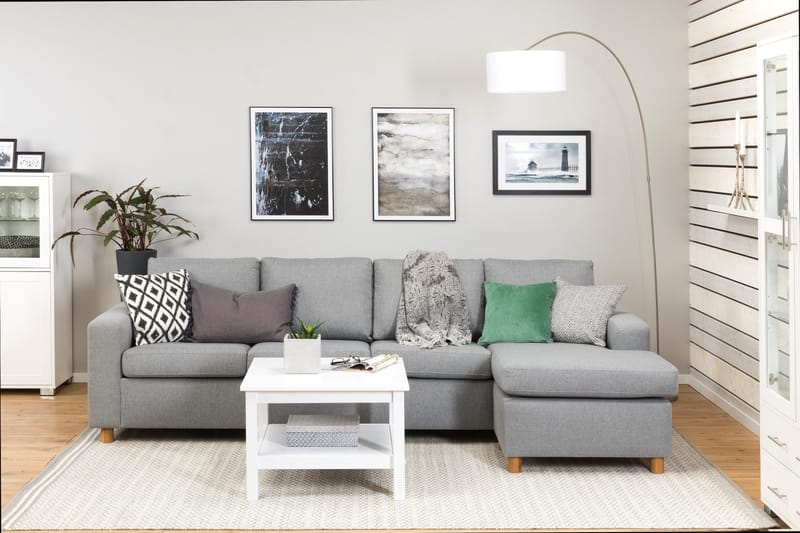 Crazy 4-istuttava Käännettävä L-muotoinen Divaanisohva Kankaalla - Harmaa - Huonekalut - Sohva - Divaanisohva - 4 istuttava sohva divaanilla