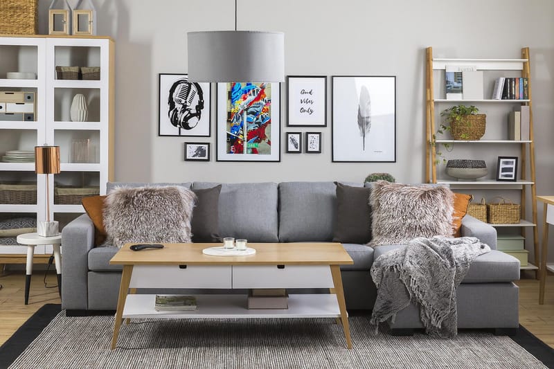 Crazy 4-istuttava Käännettävä L-muotoinen Divaanisohva Kankaalla - Harmaa - Huonekalut - Sohva - Divaanisohva - 4 istuttava sohva divaanilla