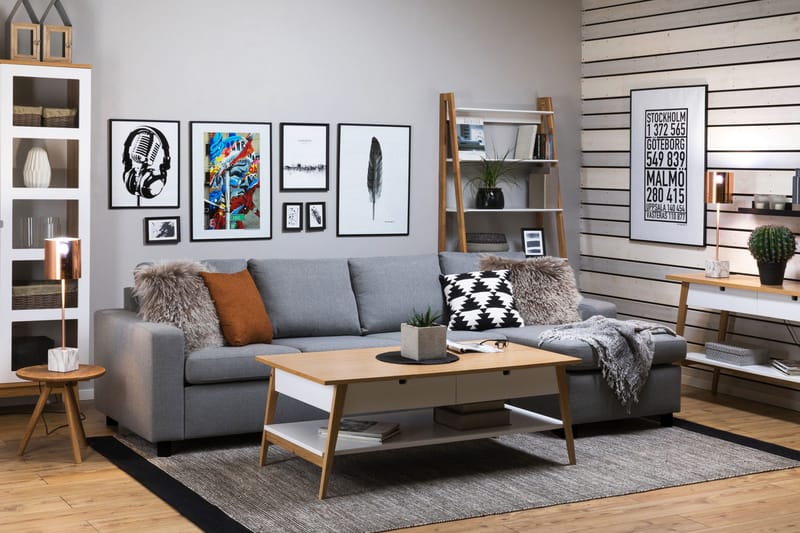 Crazy 4-istuttava Käännettävä L-muotoinen Divaanisohva Kankaalla - Harmaa - Huonekalut - Sohva - Divaanisohva - 4 istuttava sohva divaanilla