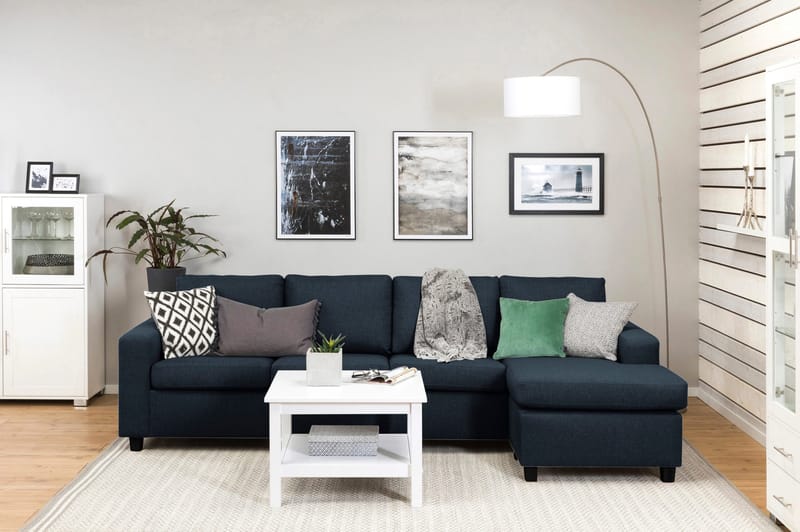 Crazy 4-istuttava Käännettävä L-muotoinen Divaanisohva Kankaalla - Sininen - Huonekalut - Sohva - Divaanisohva - 4 istuttava sohva divaanilla