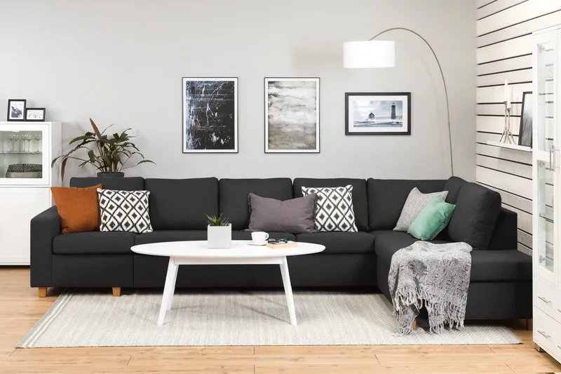 Crazy 5-istuttava Oikeakätinen L-muotoinen Divaanisohva Kankaalla - Antrasiitti - Huonekalut - Sohva - Divaanisohva - 4 istuttava sohva divaanilla