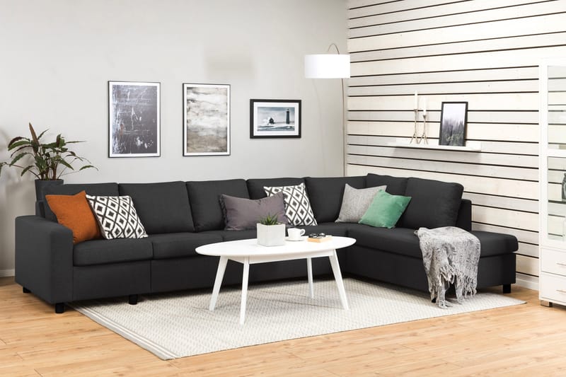 Crazy 5-istuttava Oikeakätinen L-muotoinen Divaanisohva Kankaalla - Antrasiitti - Huonekalut - Sohva - Divaanisohva - 4 istuttava sohva divaanilla