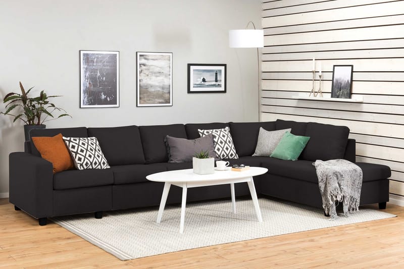 Crazy 5-istuttava Oikeakätinen L-muotoinen Divaanisohva Kankaalla - Antrasiitti - Huonekalut - Sohva - Divaanisohva - 4 istuttava sohva divaanilla