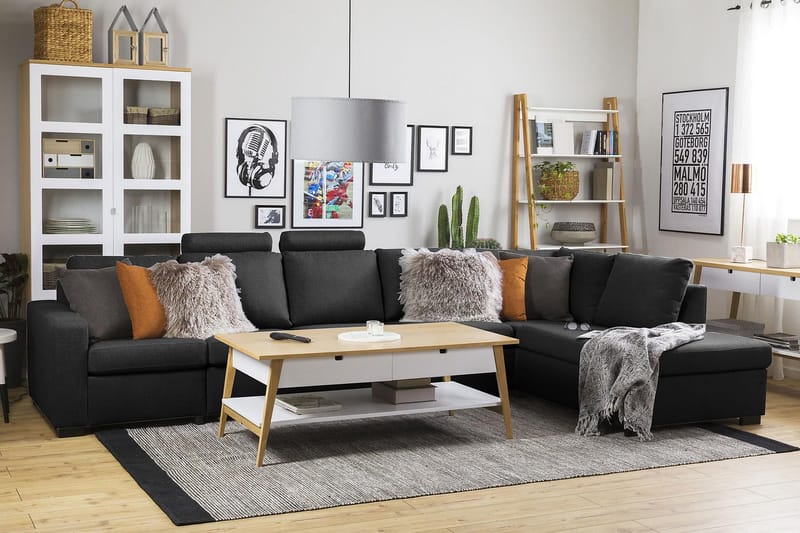 Crazy 5-istuttava Oikeakätinen L-muotoinen Divaanisohva Kankaalla - Antrasiitti - Huonekalut - Sohva - Divaanisohva - 4 istuttava sohva divaanilla