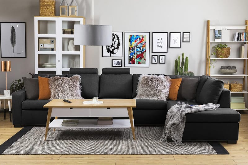 Crazy 5-istuttava Oikeakätinen L-muotoinen Divaanisohva Kankaalla - Antrasiitti - Huonekalut - Sohva - Divaanisohva - 4 istuttava sohva divaanilla