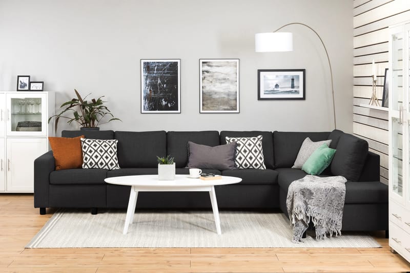 Crazy 5-istuttava Oikeakätinen L-muotoinen Divaanisohva Kankaalla - Antrasiitti - Huonekalut - Sohva - Divaanisohva - 4 istuttava sohva divaanilla