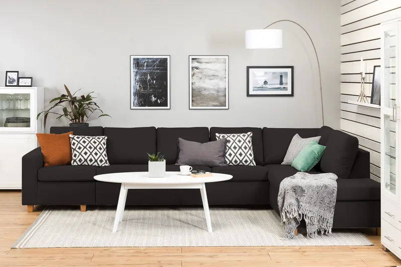 Crazy 5-istuttava Oikeakätinen L-muotoinen Divaanisohva Kankaalla - Antrasiitti - Huonekalut - Sohva - Divaanisohva - 4 istuttava sohva divaanilla