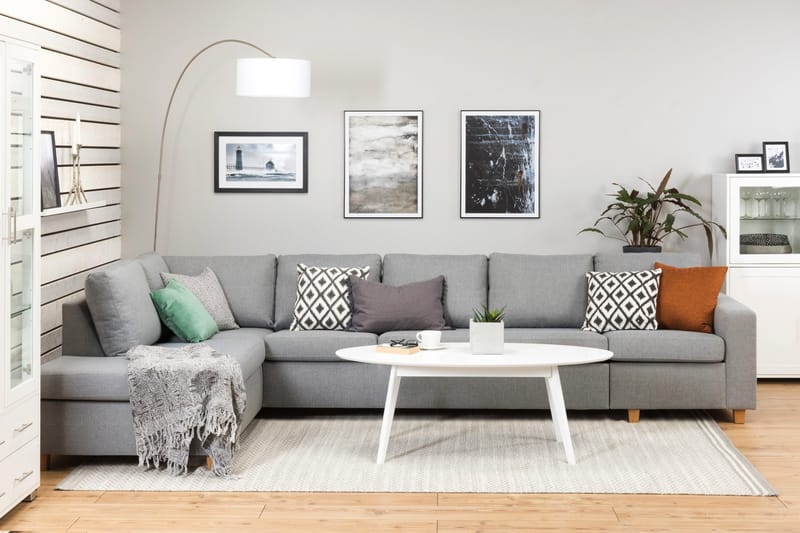 Crazy 5-istuttava Vasenkätinen L-muotoinen Divaanisohva Kankaalla - Harmaa - Huonekalut - Sohva - Divaanisohva - 4 istuttava sohva divaanilla