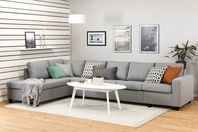 Crazy 5-istuttava Vasenkätinen L-muotoinen Divaanisohva Kankaalla - Harmaa - Huonekalut - Sohva - Divaanisohva - 4 istuttava sohva divaanilla