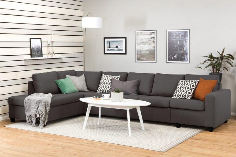 Crazy 5-istuttava Vasenkätinen L-muotoinen Divaanisohva Kankaalla - Tummanharmaa - Huonekalut - Sohva - Divaanisohva - 4 istuttava sohva divaanilla