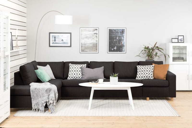 Crazy 5-istuttava Vasenkätinen L-muotoinen Divaanisohva Kankaalla - Tummanharmaa - Huonekalut - Sohva - Divaanisohva - 4 istuttava sohva divaanilla