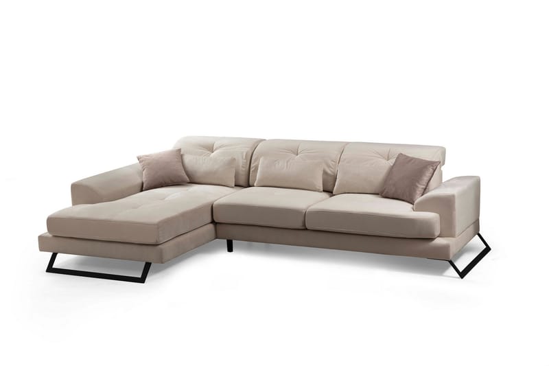 Divaanisohva Janavia Oikea - Beige/Musta - Huonekalut - Sohva - Divaanisohva - 4 istuttava sohva divaanilla