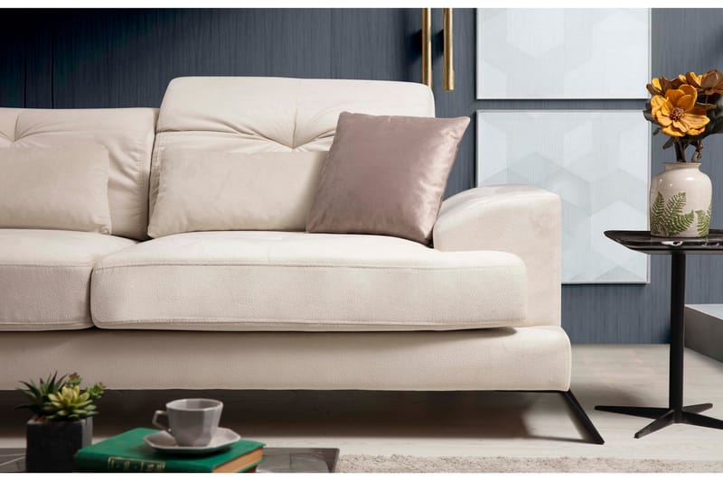 Divaanisohva Janavia Oikea - Beige/Musta - Huonekalut - Sohva - Divaanisohva - 4 istuttava sohva divaanilla