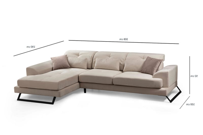 Divaanisohva Janavia Oikea - Beige/Musta - Huonekalut - Sohva - Divaanisohva - 4 istuttava sohva divaanilla