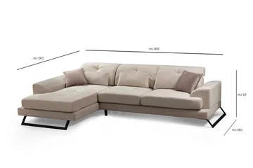 Divaanisohva Janavia Oikea - Beige/Musta - Huonekalut - Sohva - Divaanisohva - 4 istuttava sohva divaanilla