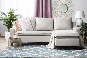 Elvenes 3-istuttava oikea l-muotoinen divaanisohva 206 cm säilytystilalla kangasta - Beige - Huonekalut - Sohva - Divaanisohva - 4 istuttava sohva divaanilla