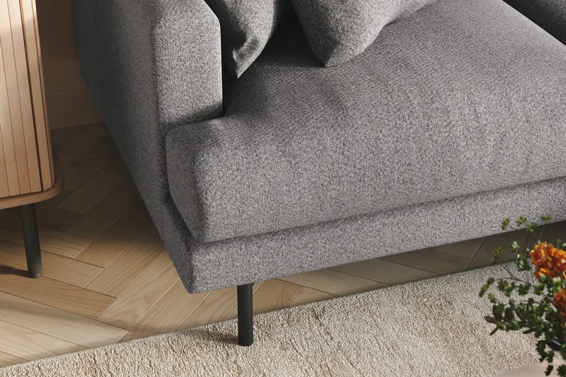 Menard 3-istuttava Oikeakätinen L-muotoinen Divaanisohva Kankaasta - Harmaa - Huonekalut - Sohva - Divaanisohva - 3 istuttava sohva divaanilla