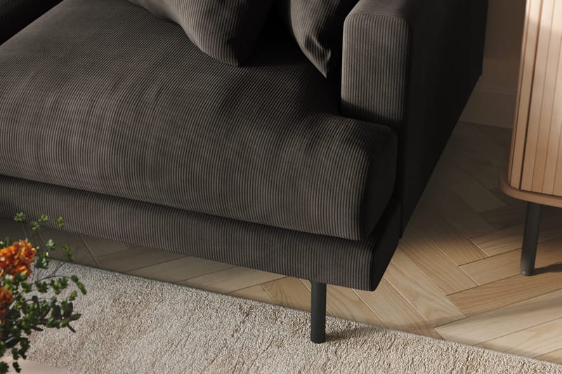 Menard 3-istuttava Vasenkätinen L-muotoinen Divaanisohva Manchesterista - Tummanharmaa - Huonekalut - Sohva - Divaanisohva - 3 istuttava sohva divaanilla