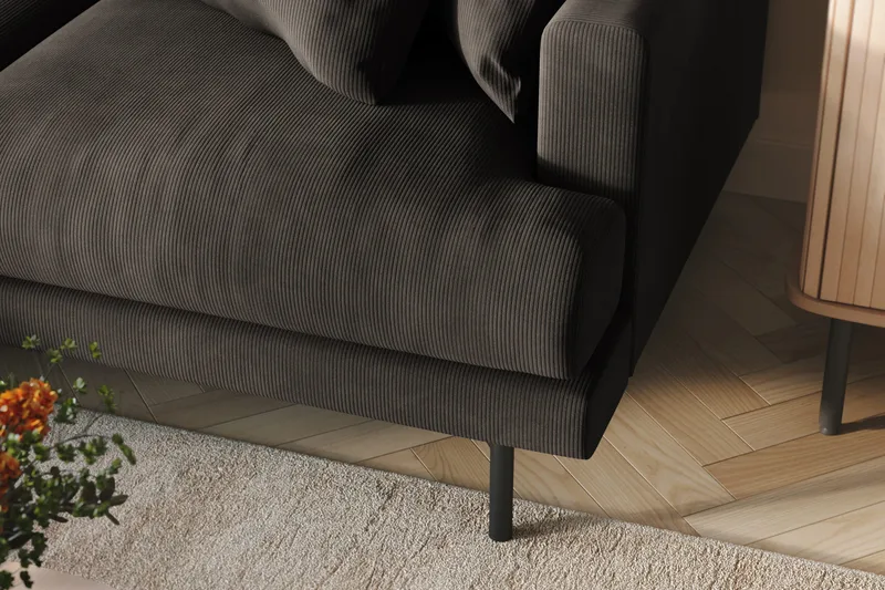 Menard 3-istuttava Vasenkätinen L-muotoinen Divaanisohva Manchesterista - Tummanharmaa - Huonekalut - Sohva - Divaanisohva - 3 istuttava sohva divaanilla