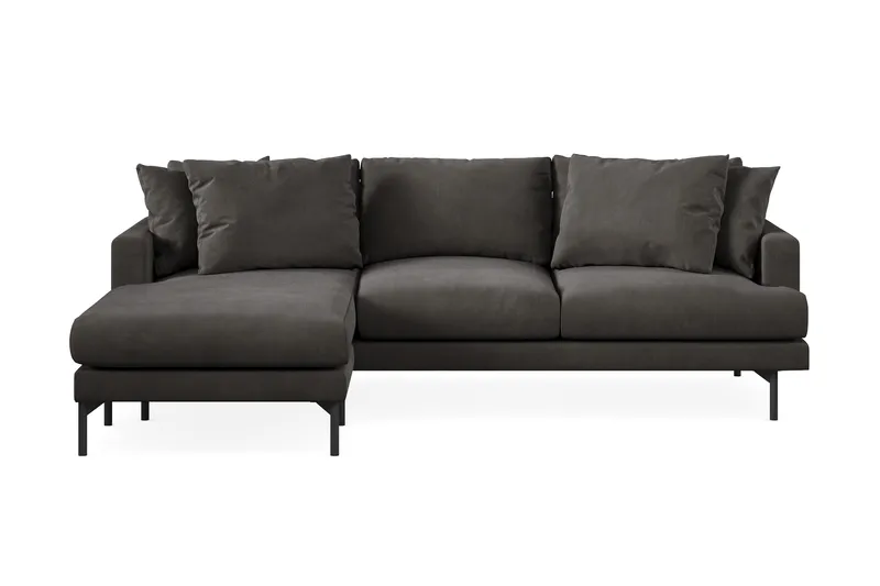 Menard 3-istuttava Vasenkätinen L-muotoinen Divaanisohva Manchesterista - Tummanharmaa - Huonekalut - Sohva - Divaanisohva - 3 istuttava sohva divaanilla
