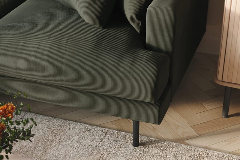 Menard 3-istuttava Vasenkätinen L-muotoinen Divaanisohva Manchesterista - Tummanvihreä - Huonekalut - Sohva - Divaanisohva - 3 istuttava sohva divaanilla