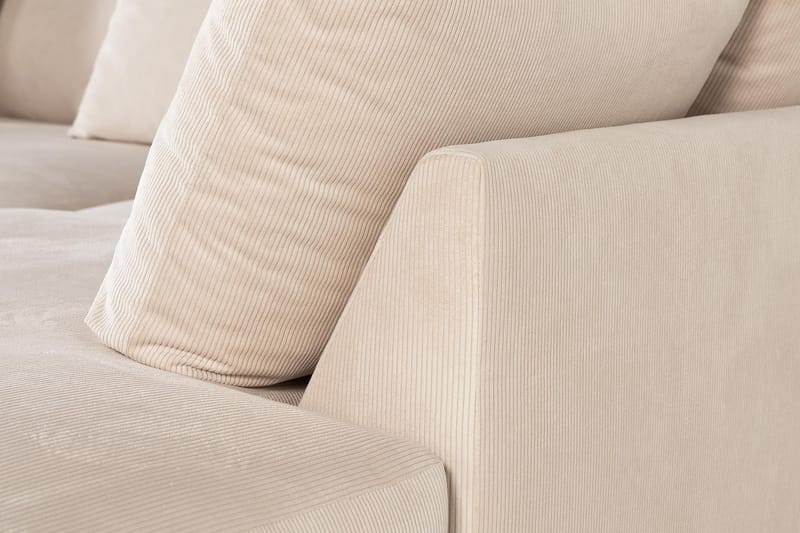 Menard 4-istuttava Oikeakätinen L-muotoinen Divaanisohva Manchesterista - Beige - Huonekalut - Sohva - Divaanisohva - 4 istuttava sohva divaanilla