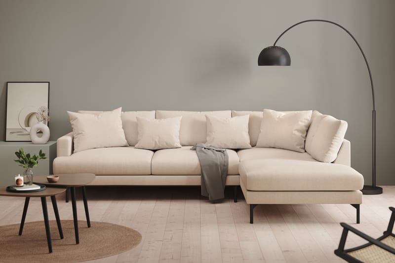 Menard 4-istuttava Oikeakätinen Syvä L-muotoinen Divaanisohva Kankaasta - Beige - Huonekalut - Sohva - Divaanisohva - 4 istuttava sohva divaanilla