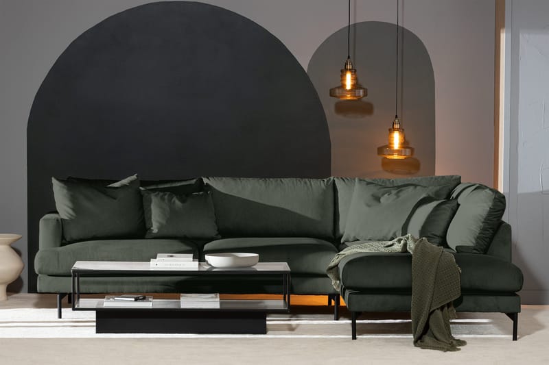 Menard 4-istuttava Oikeakätinen Syvä L-muotoinen Divaanisohva Manchesterista - Vihreä - Huonekalut - Sohva - Divaanisohva - 4 istuttava sohva divaanilla