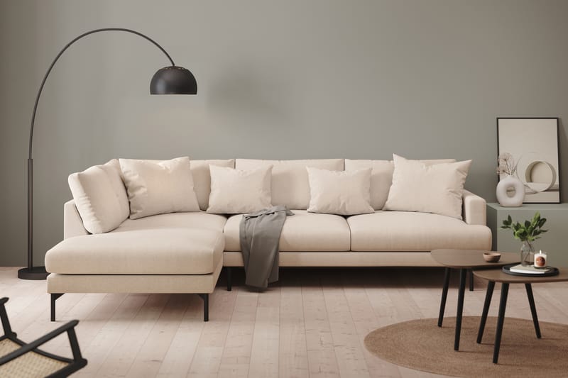 Menard 4-istuttava Vasenkätinen L-muotoinen Divaanisohva Kankaasta - Beige - Huonekalut - Sohva - Divaanisohva - 4 istuttava sohva divaanilla