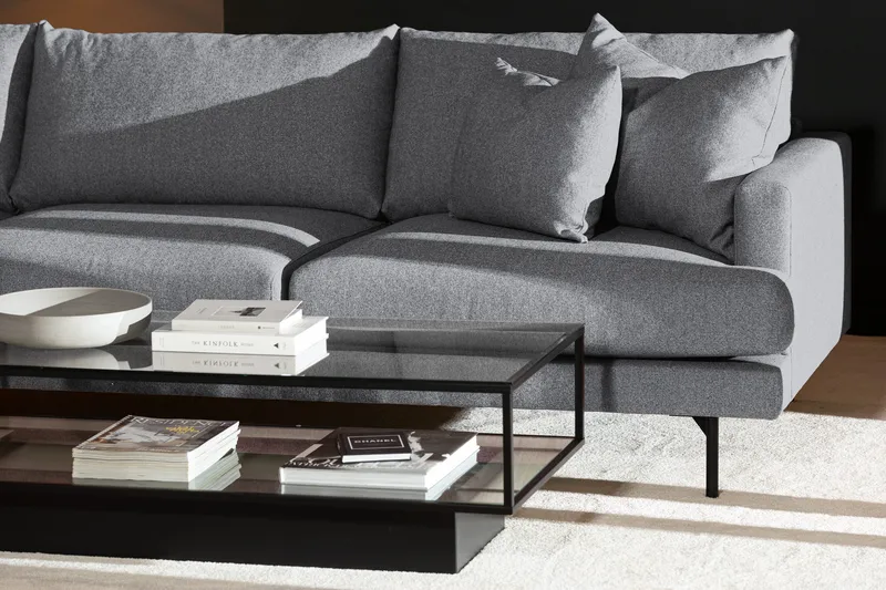 Menard 4-istuttava Vasenkätinen Syvä L-muotoinen Divaanisohva Kankaasta - Harmaa - Huonekalut - Sohva - Divaanisohva - 4 istuttava sohva divaanilla