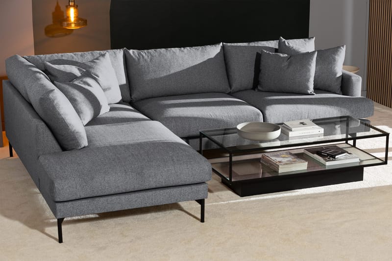 Menard 4-istuttava Vasenkätinen Syvä L-muotoinen Divaanisohva Kankaasta - Harmaa - Huonekalut - Sohva - Divaanisohva - 4 istuttava sohva divaanilla
